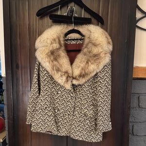 Jacobsons 1960’s Vintage Herringbone Coat with Fur Collar